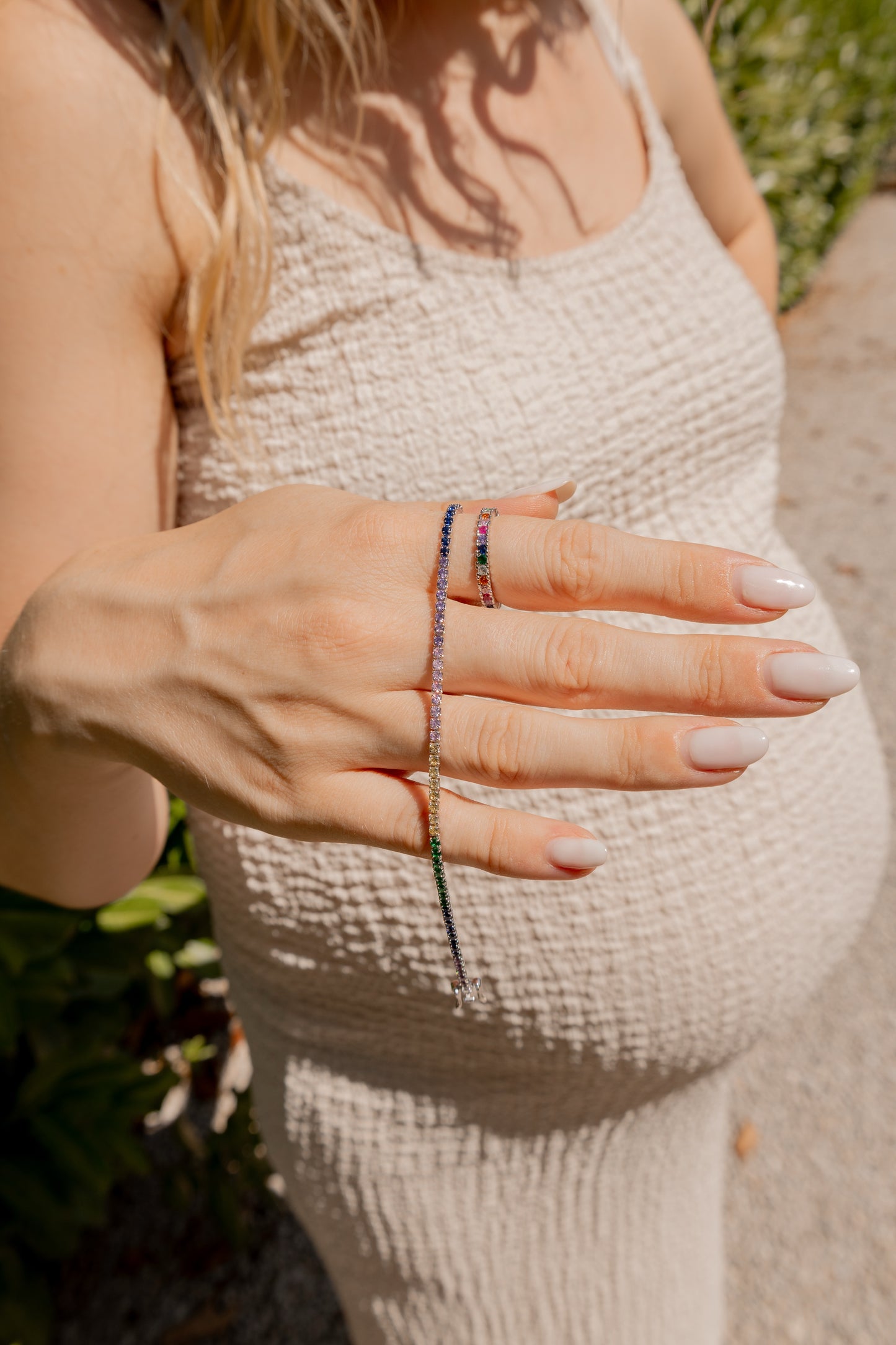 Strahlendes Regenbogen-Armband aus 925 Silber