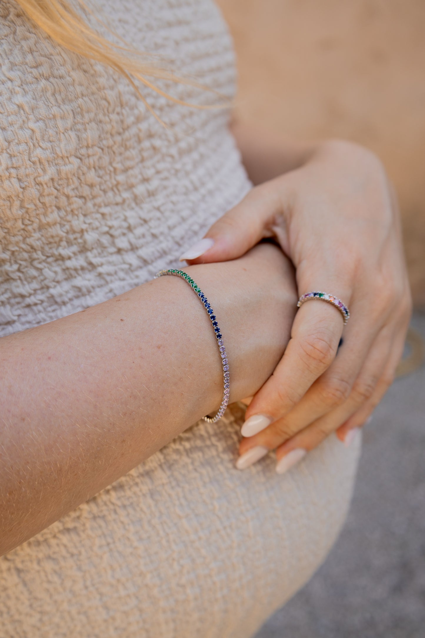 Strahlendes Regenbogen-Armband aus 925 Silber