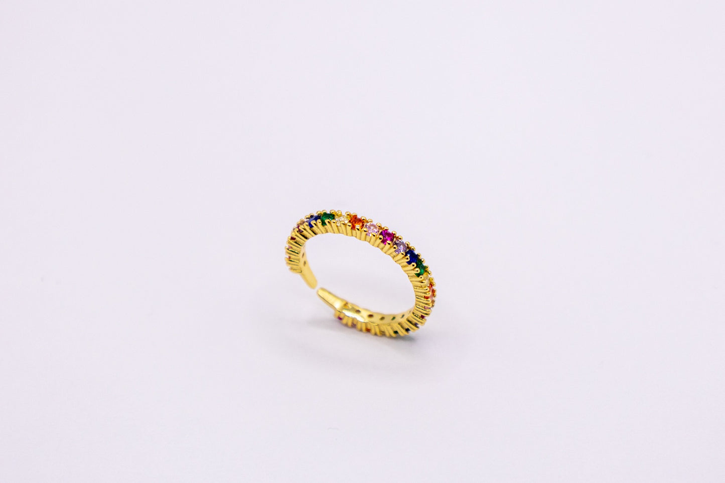 Goldener Regenbogen-Ring – Vergoldetes 925 Silber mit funkelnden Zirkonia-Steinen