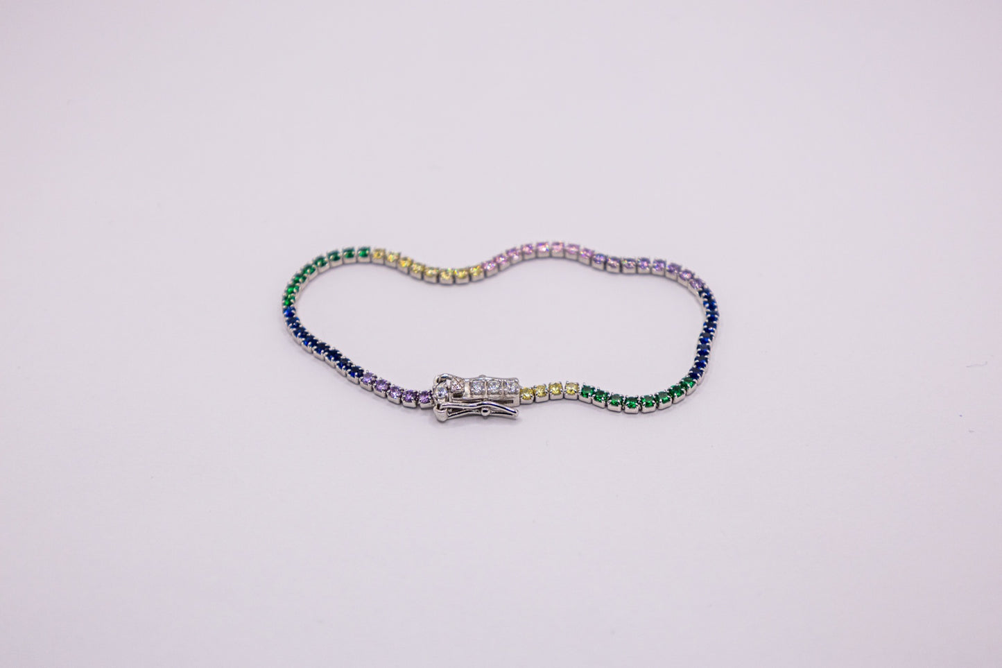 Strahlendes Regenbogen-Armband aus 925 Silber