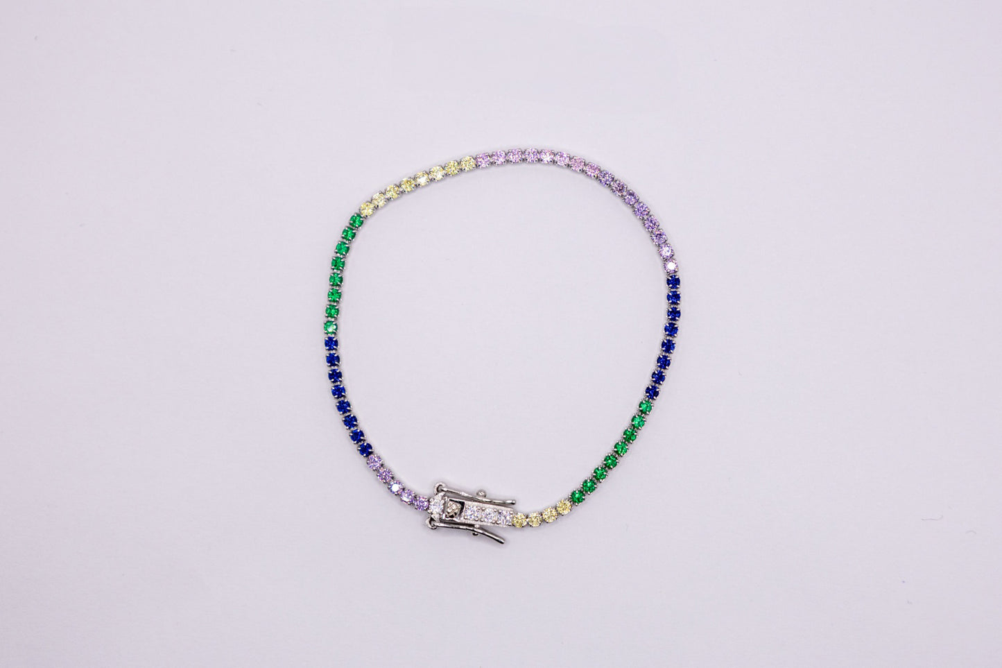 Strahlendes Regenbogen-Armband aus 925 Silber