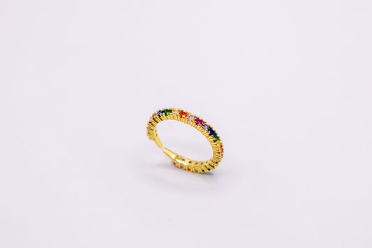 Goldener Regenbogen-Ring – Vergoldetes 925 Silber mit funkelnden Zirkonia-Steinen