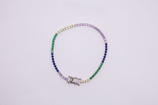 Strahlendes Regenbogen-Armband aus 925 Silber